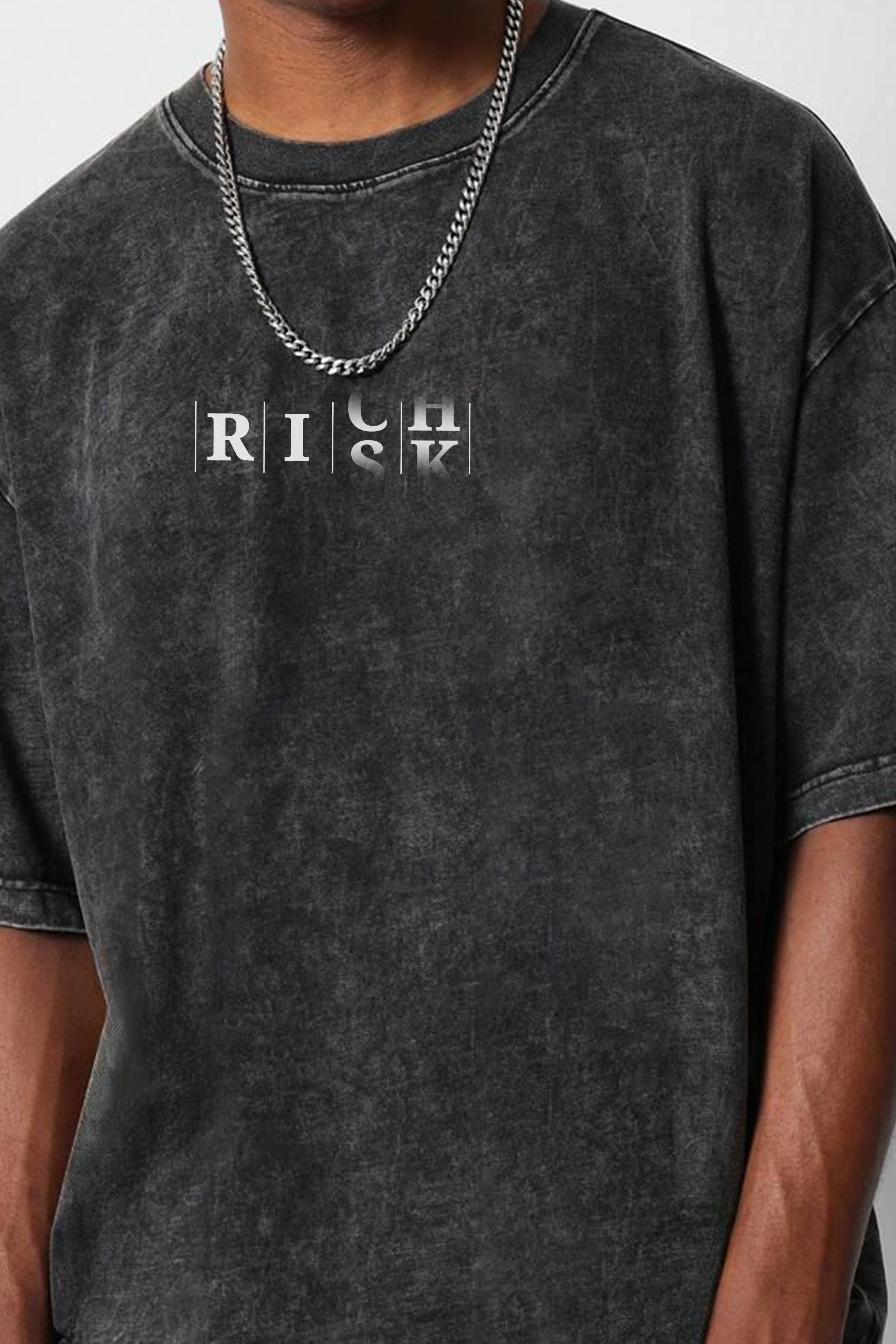 "Rich Risk" Acid-Wash Oversized Unisex T-Shirt