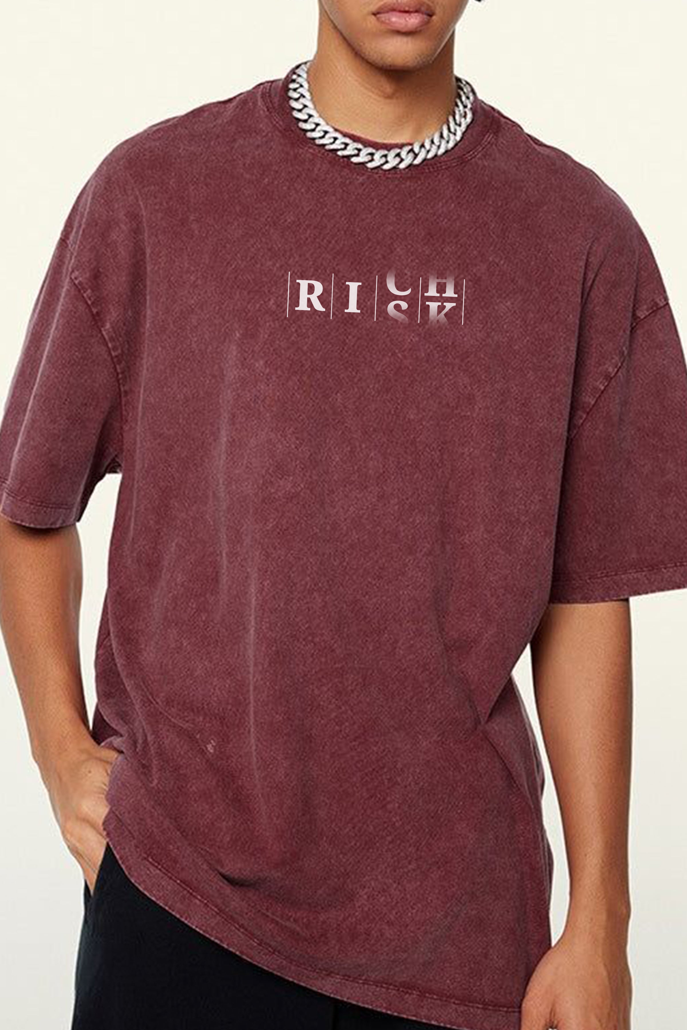 "Rich Risk" Acid-Wash Oversized Unisex T-Shirt