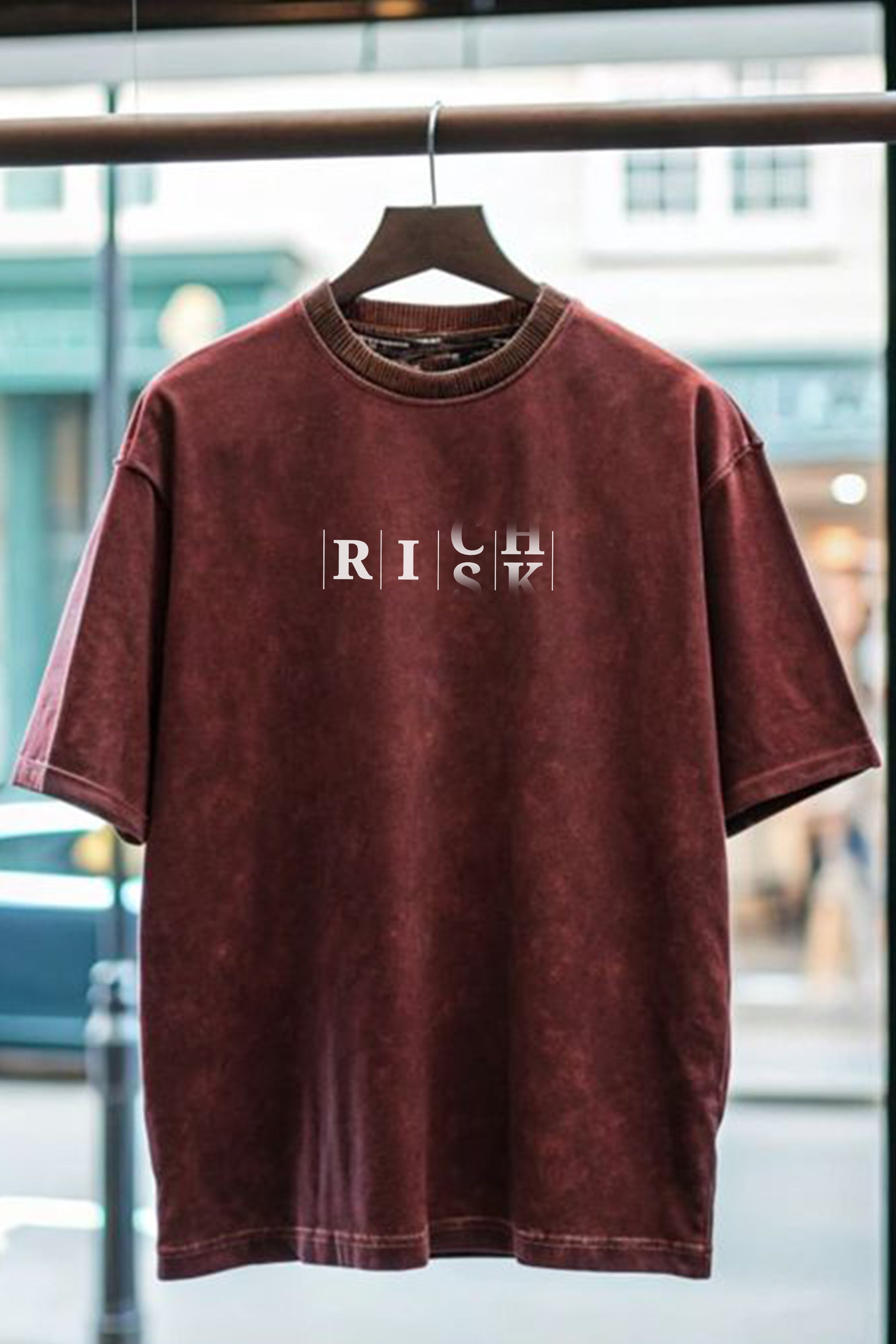 "Rich Risk" Acid-Wash Oversized Unisex T-Shirt