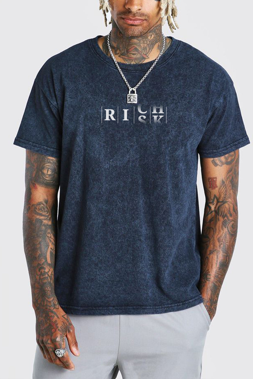 "Rich Risk" Acid-Wash Oversized Unisex T-Shirt