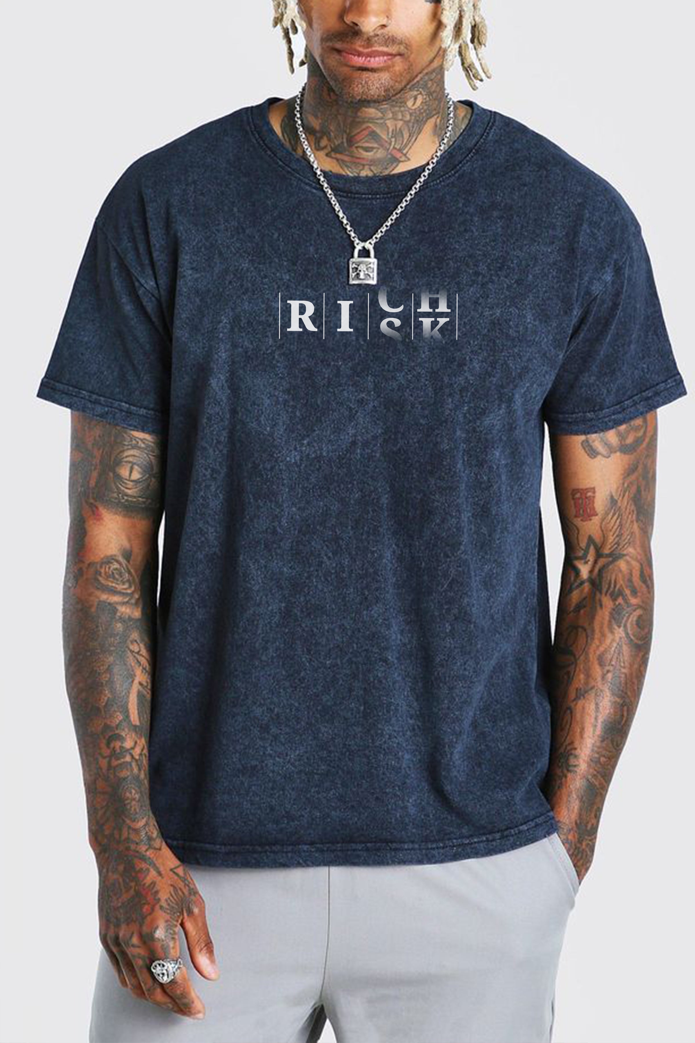 "Rich Risk" Acid-Wash Oversized Unisex T-Shirt