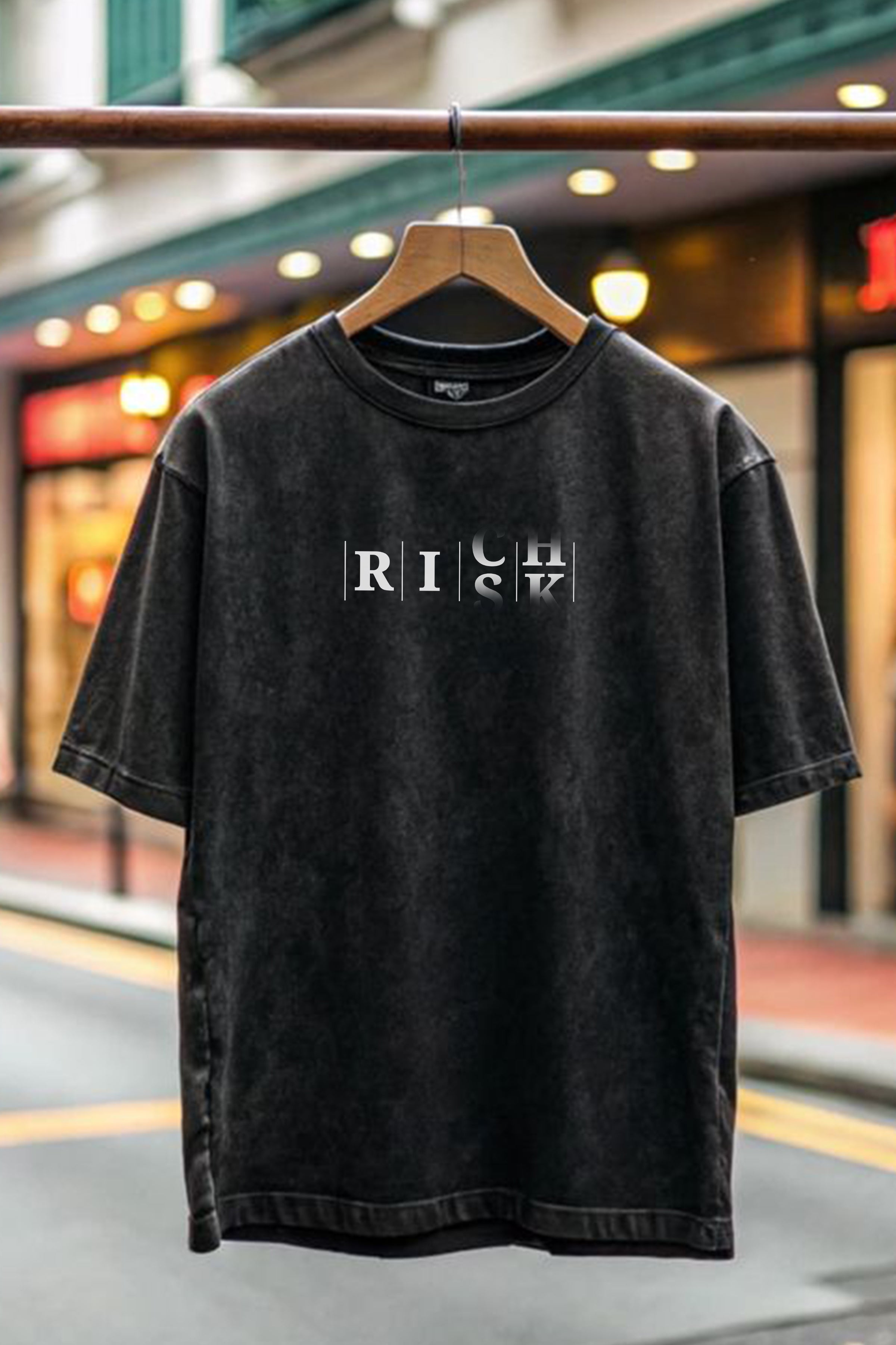 "Rich Risk" Acid-Wash Oversized Unisex T-Shirt