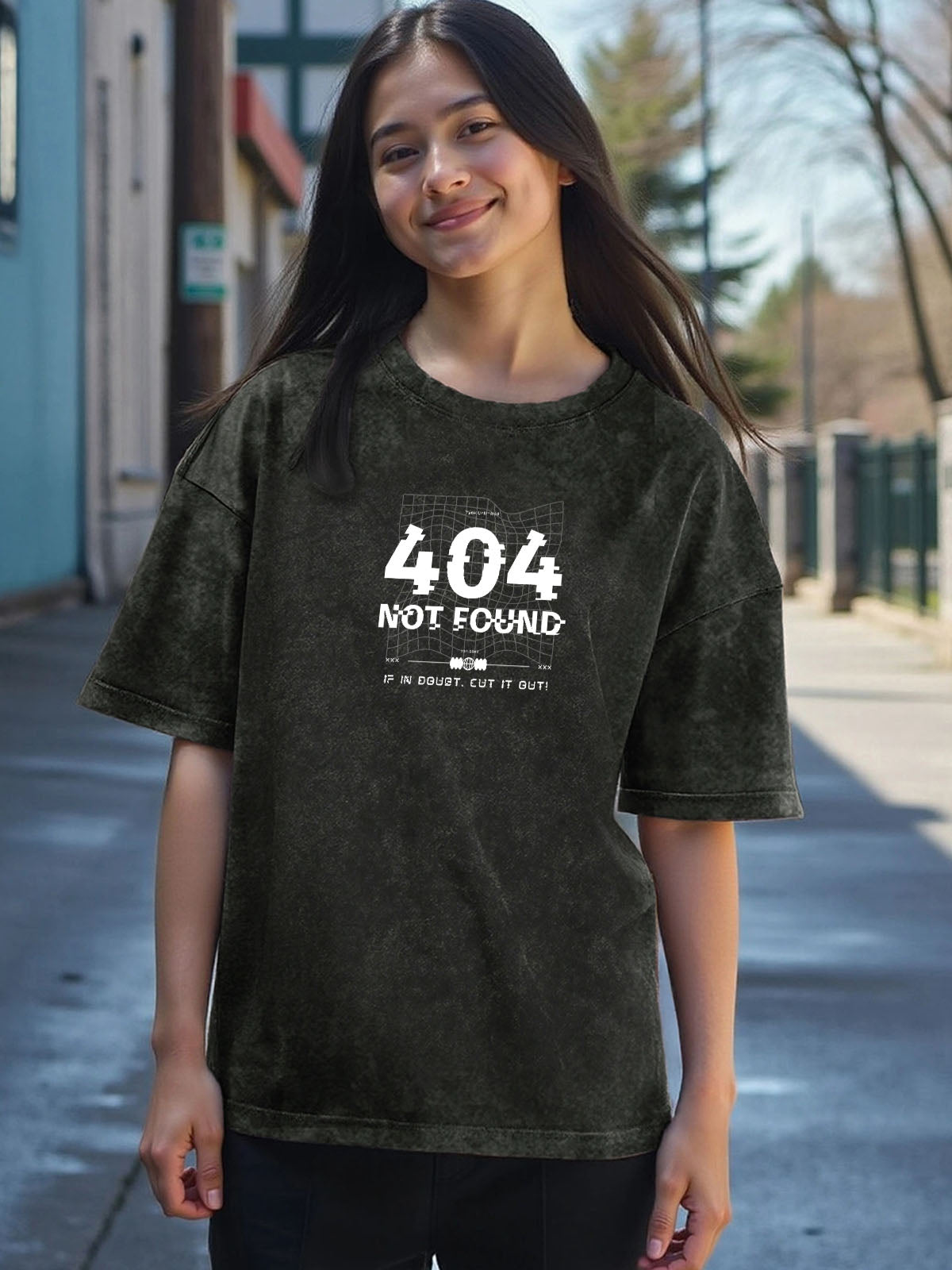 404 Not Found Acid Wash Oversized T-Shirt – Heavyweight Cotton Streetwear