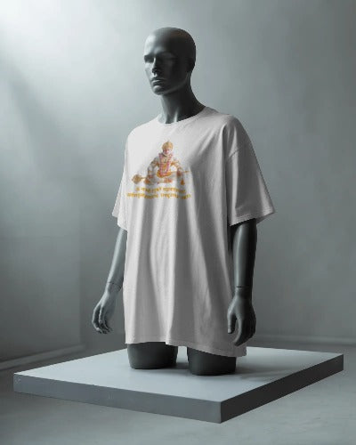 Hanuman Ji Mantra Oversized White T-Shirt – Spiritual Graphic Tee