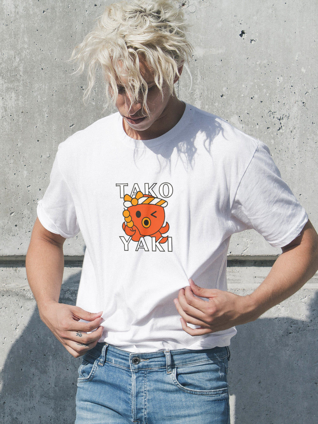 Oversized Black T-Shirt – Takoyaki Cartoon Print