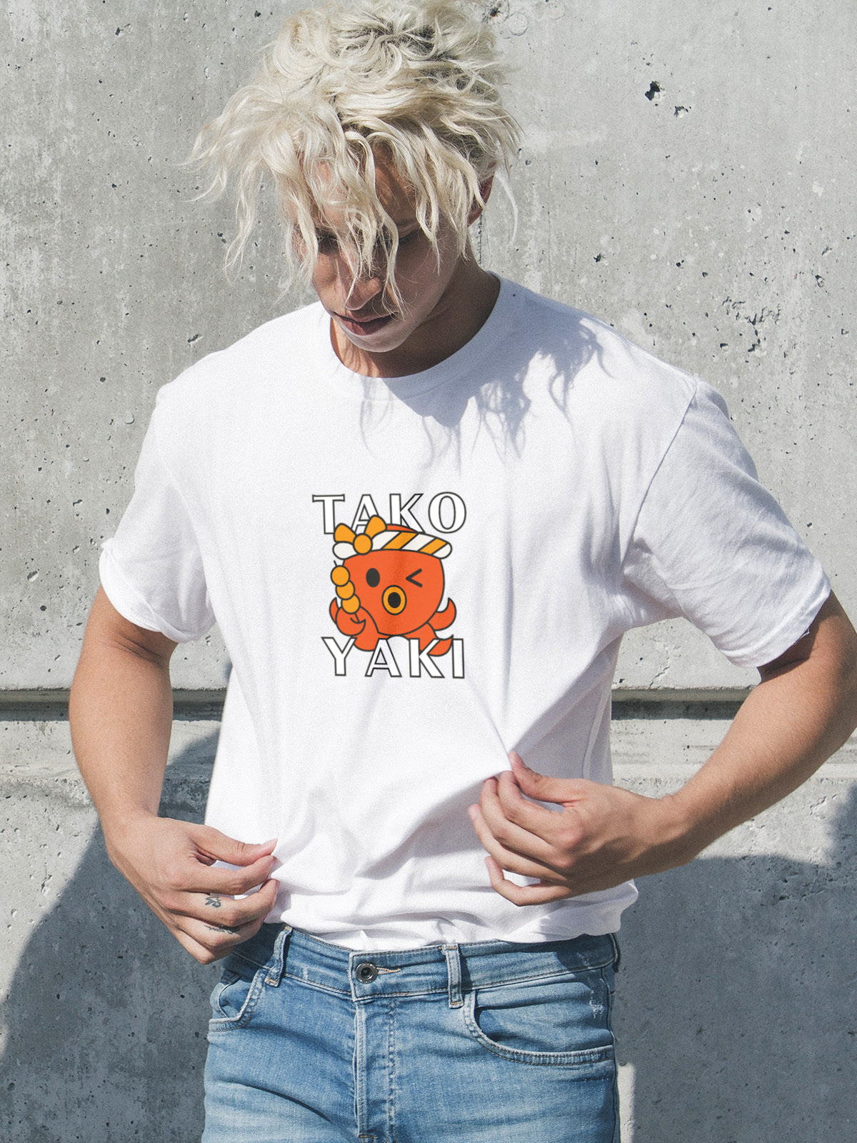 Oversized Black T-Shirt – Takoyaki Cartoon Print