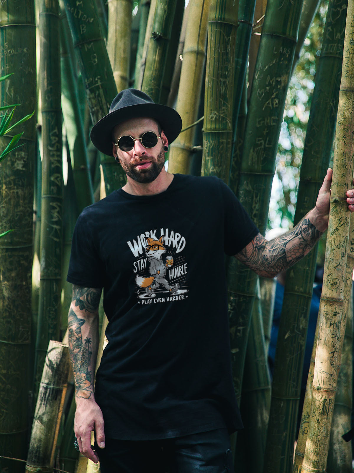 Work Hard Stay Humble – Fox Graphic Oversized T-Shirt